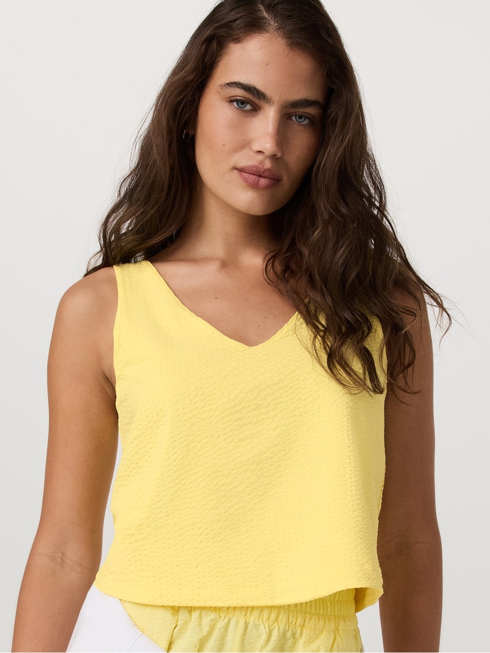 NEW Vuori Villa Textured Crop Tank In Yellow Size L
